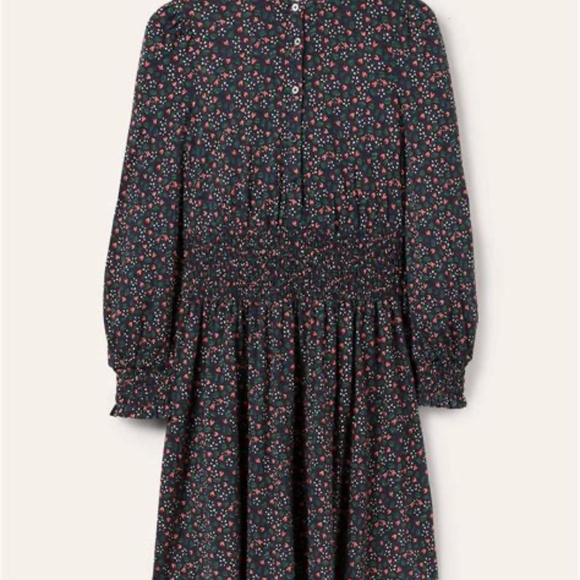 NWT Boden Smocked Jersey Shirt Dress Navy Floral Berry sz 14R - Picture 3 of 13